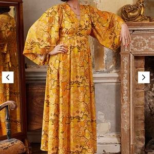 Dawn O'Porter x Joanie Sunrise Psychedelic Print Midaxi Dress NWT , size 4/6